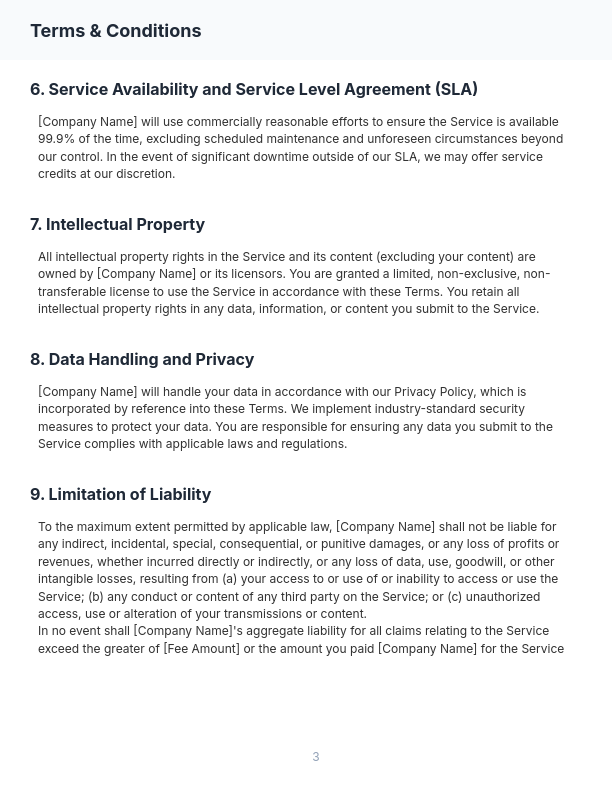 SaaS Subscription Terms & Conditions