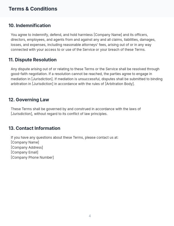 SaaS Subscription Terms & Conditions