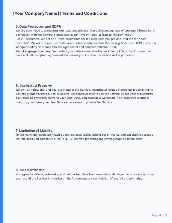 SaaS Subscription Terms for EU Customers