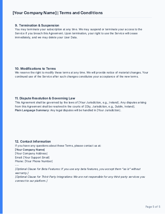 SaaS Subscription Terms for EU Customers