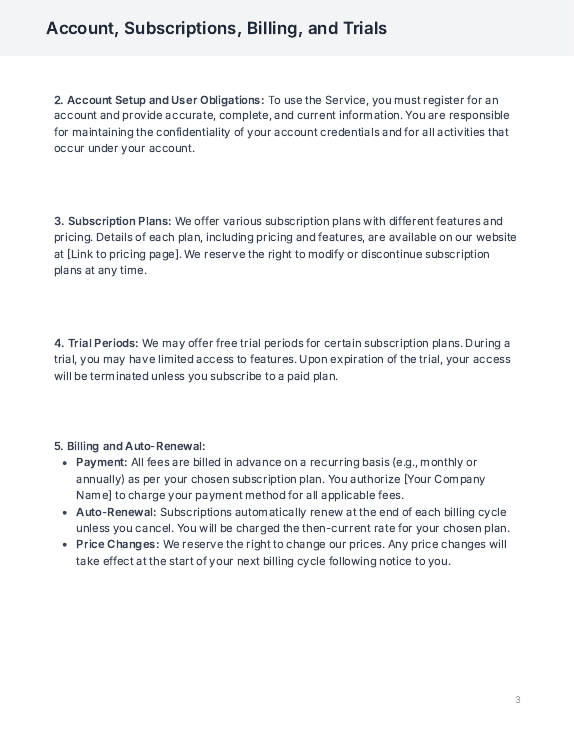 Subscription SaaS Terms & Conditions