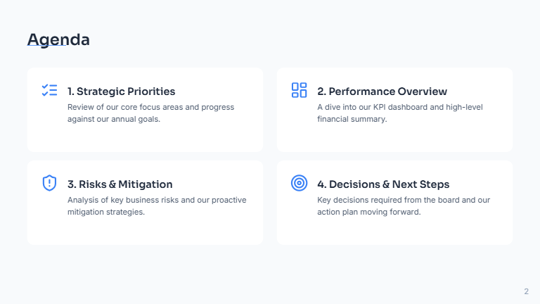 Boardroom Strategic Update for Executives