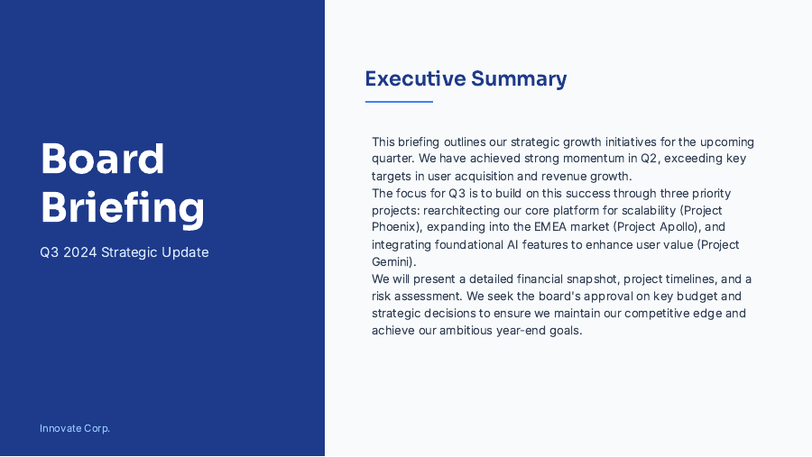 Board Strategic Growth Briefing