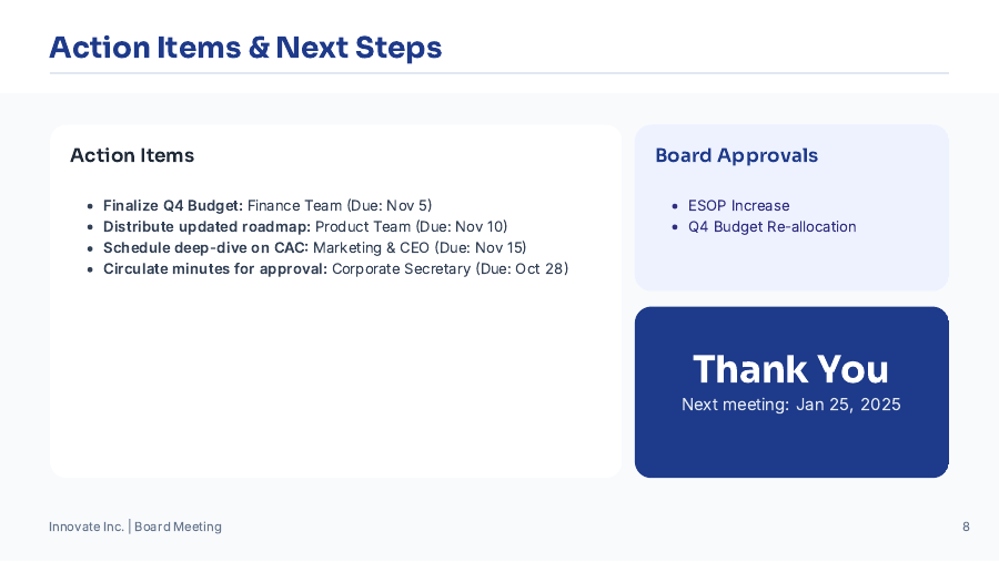 Board Strategy Agenda for Startups