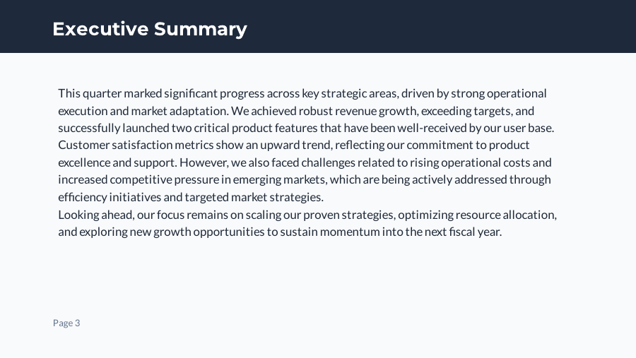 Board Deck: Quarterly Strategy & Metrics