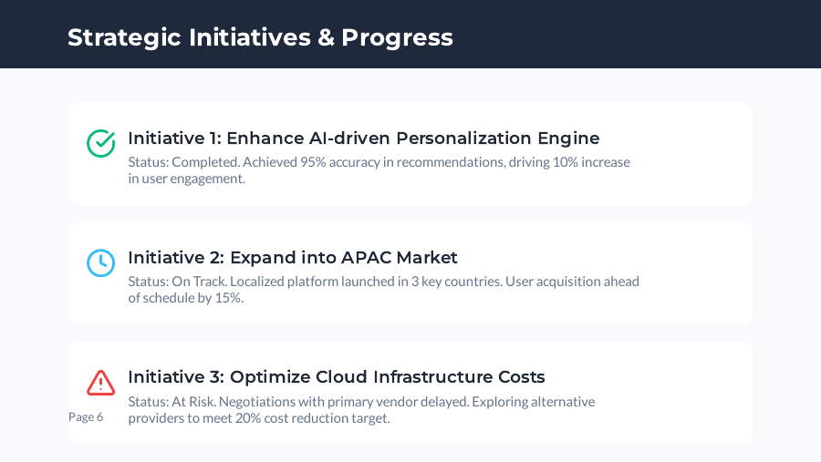 Board Deck: Quarterly Strategy & Metrics