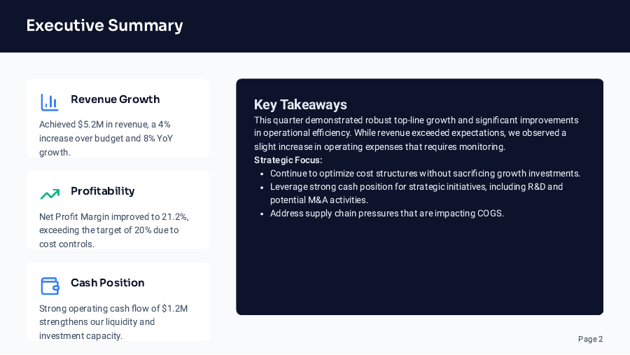 Quarterly Financial Review for Executives