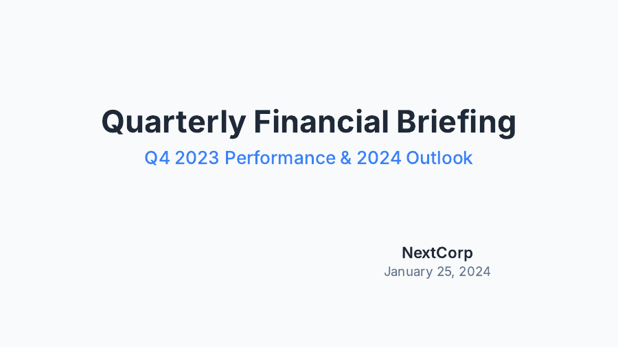 SMB Quarterly Financial Performance Briefing