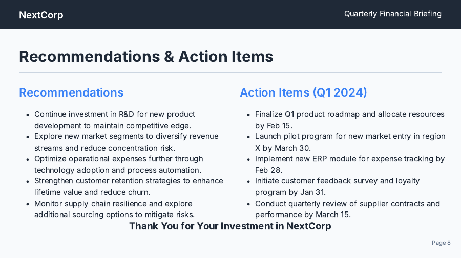 SMB Quarterly Financial Performance Briefing