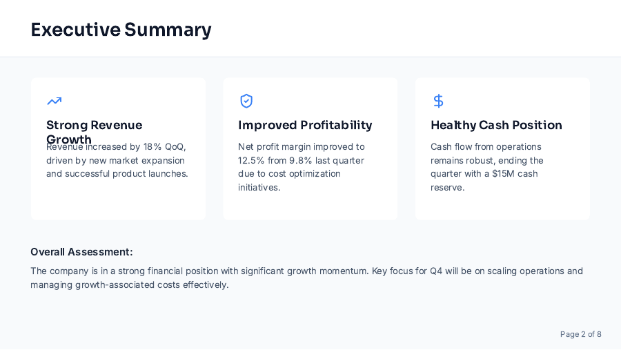 Quarterly Financial Review for Executives
