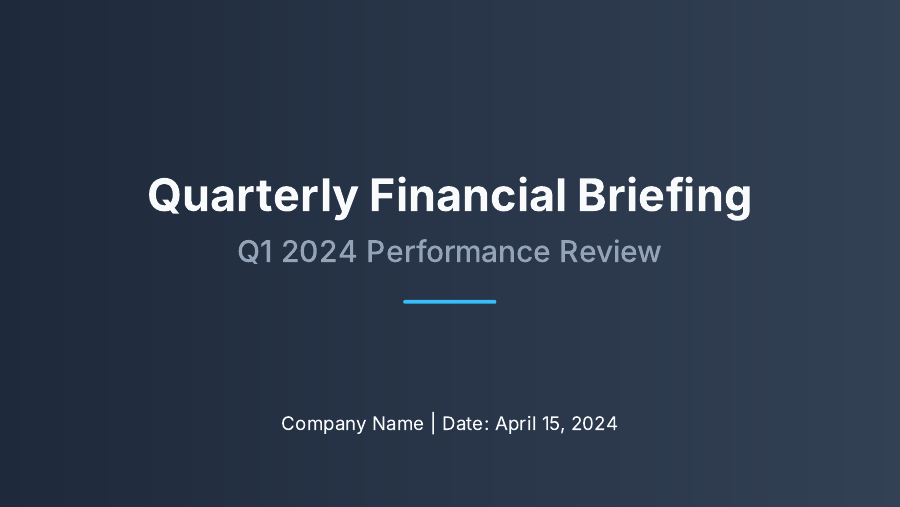 Quarterly Financial Briefing for Board