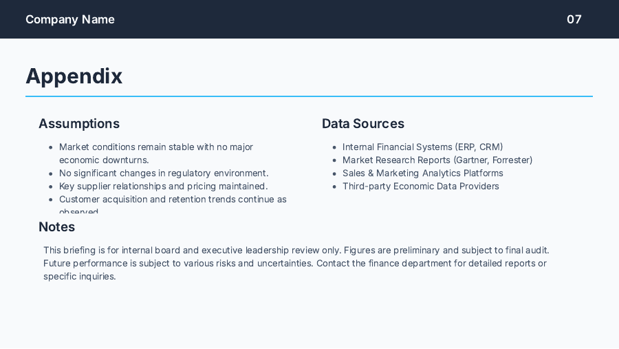 Quarterly Financial Briefing for Board