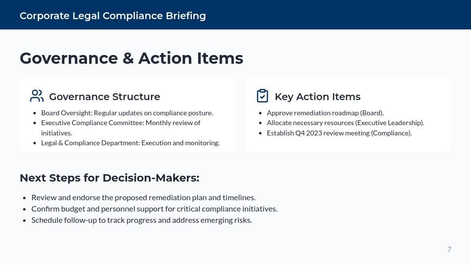 Corporate Legal Compliance Briefing