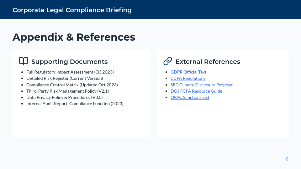 Corporate Legal Compliance Briefing