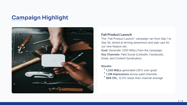 Monthly Marketing KPI Review for Execs