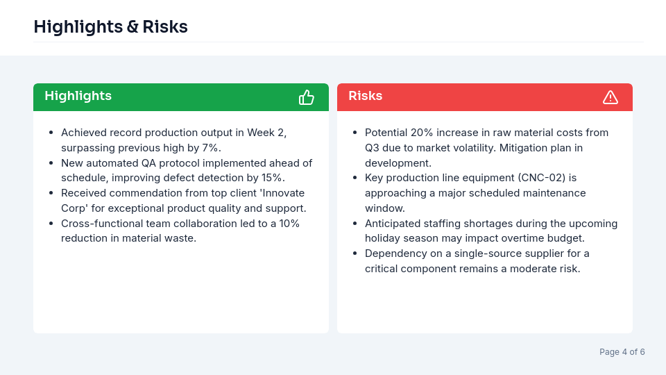 Monthly Executive Operations Briefing