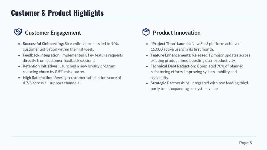 Quarterly Business Review: Executive Update