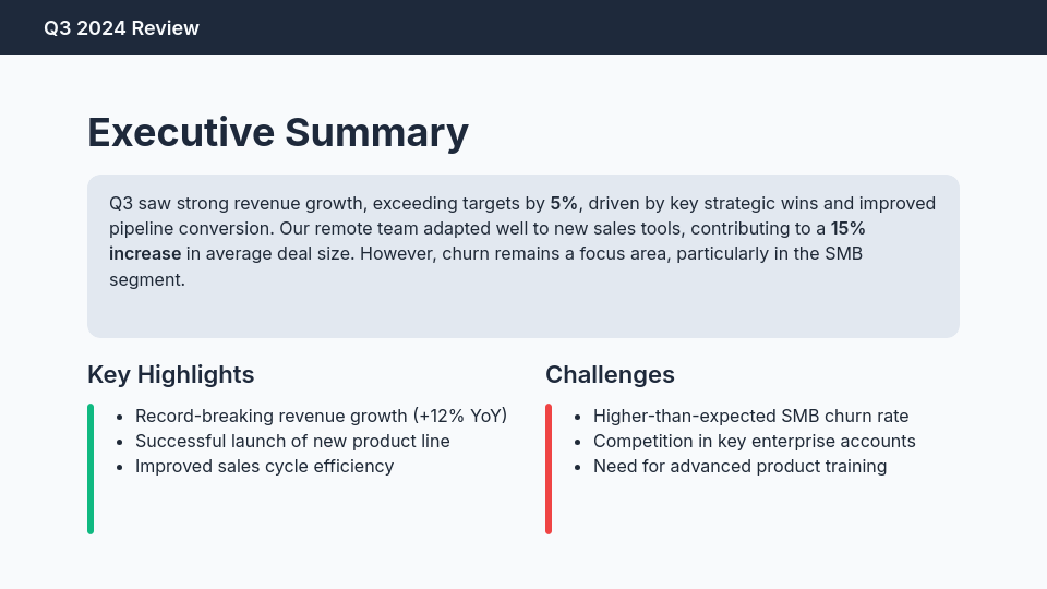 Quarterly Sales Review for Remote Teams