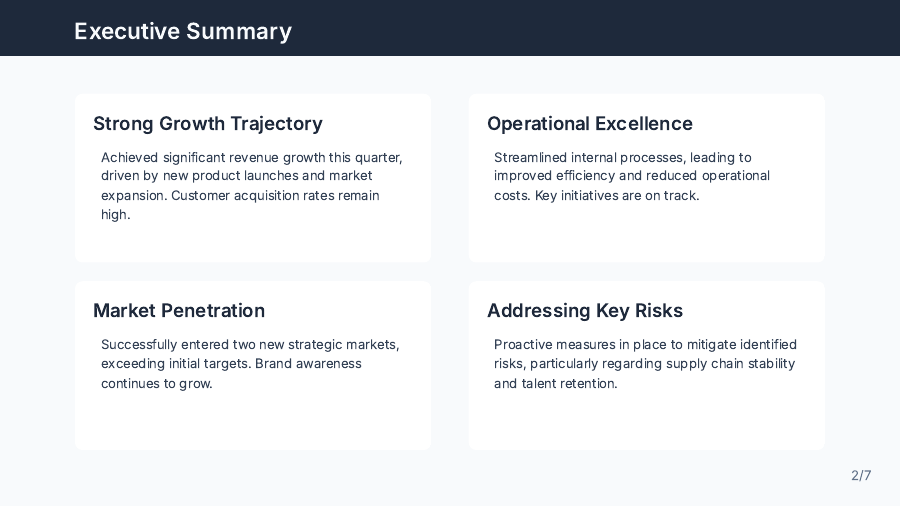 Quarterly Executive Metrics & Strategy