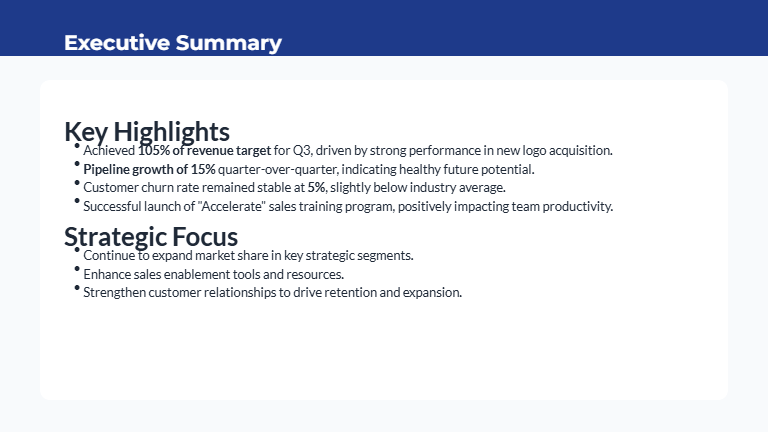 Quarterly Strategic Review for Sales Leaders