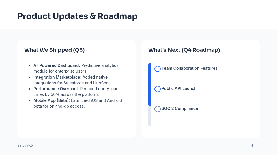 Investor Update Deck for Early-Stage Startups