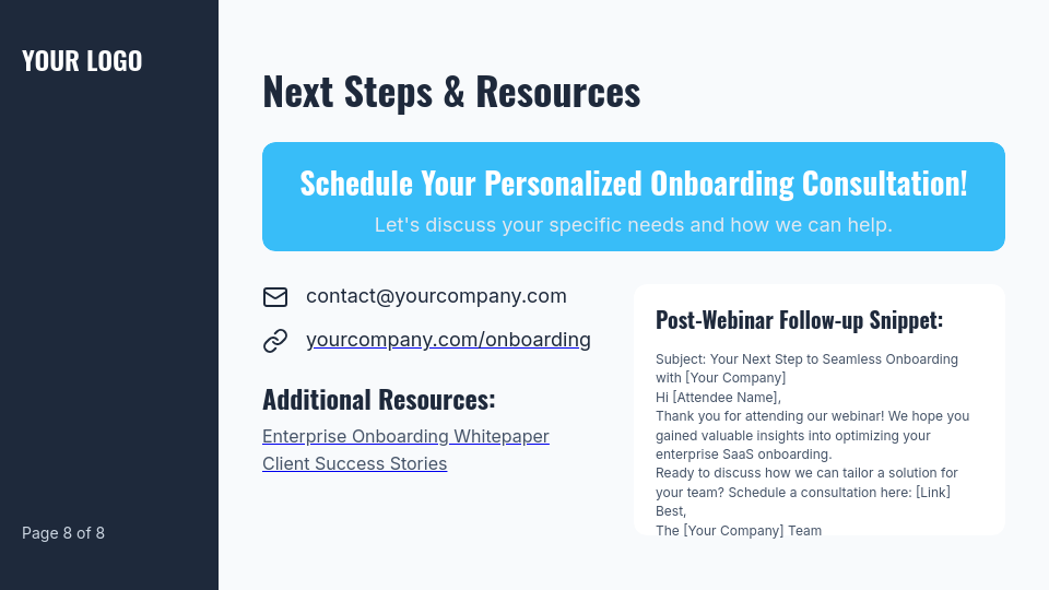 SaaS Onboarding Webinar for Enterprise Clients