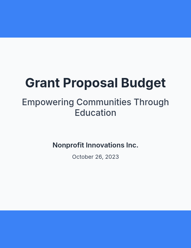 Grant-Focused Budget Proposal for Nonprofits