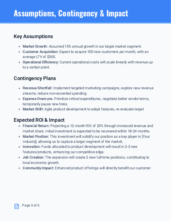 Capital Request Budget for Small Businesses