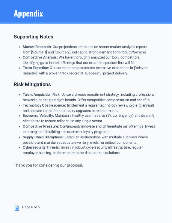 Capital Request Budget for Small Businesses