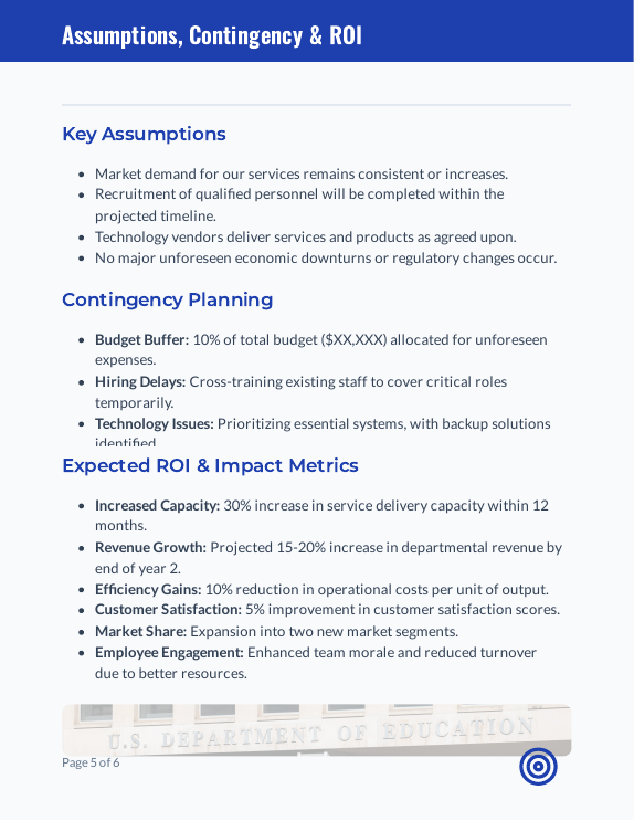 Departmental Budget Proposal for Scale