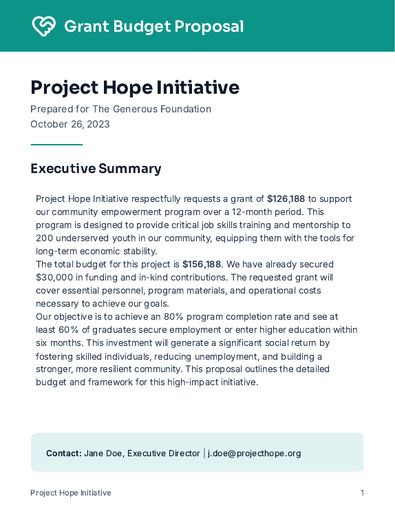 Grant Budget Proposal — Nonprofit v7