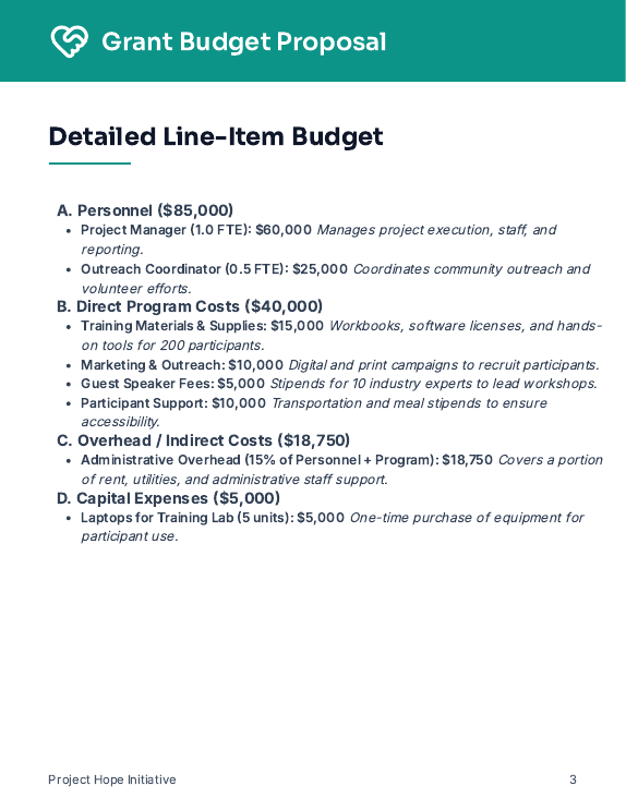 Grant Budget Proposal — Nonprofit v7