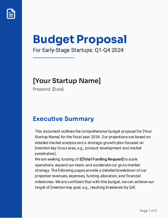 Startup Growth Budget Proposal Q1-Q4