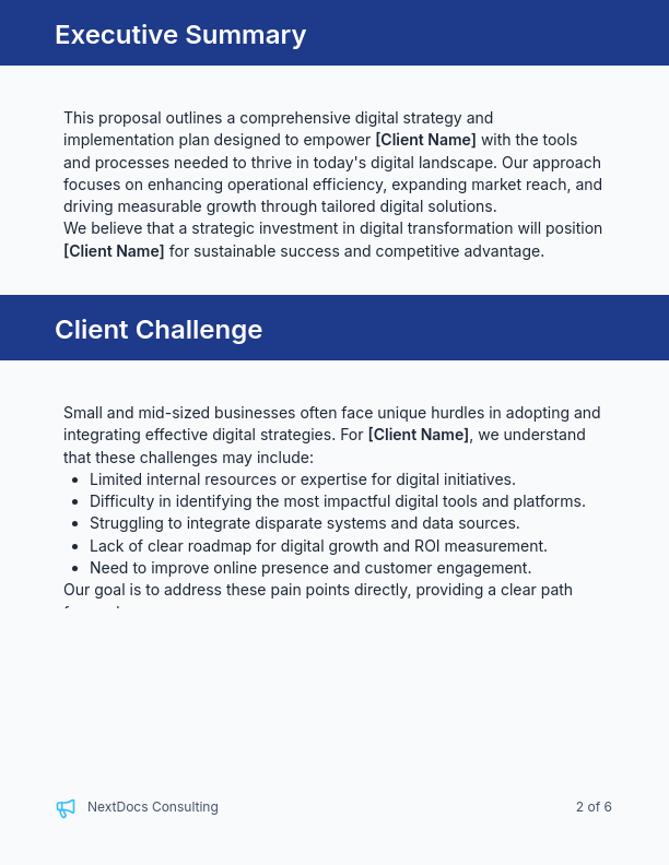 SMB Digital Strategy & Implementation Proposal