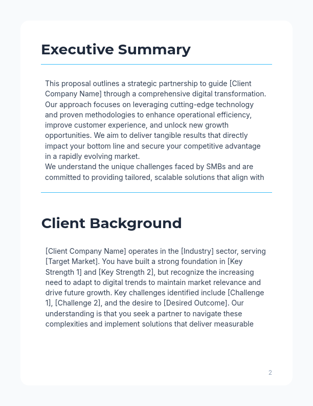 SMB Digital Transformation Consulting Proposal