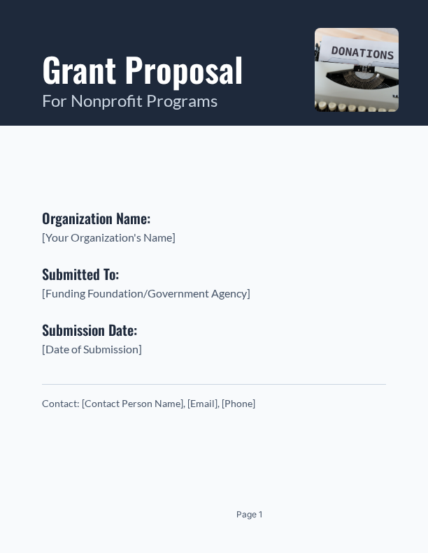 Nonprofit Community Impact Grant Proposal