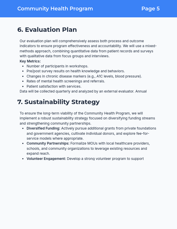 Community Health Grant Proposal for Urban Clinics