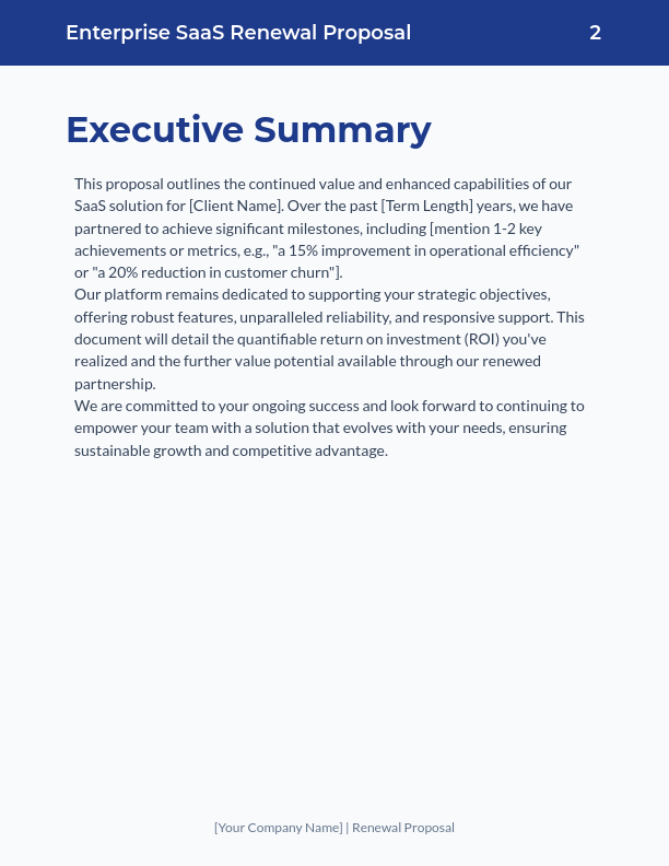 Enterprise SaaS Renewal Proposal - ROI Focus