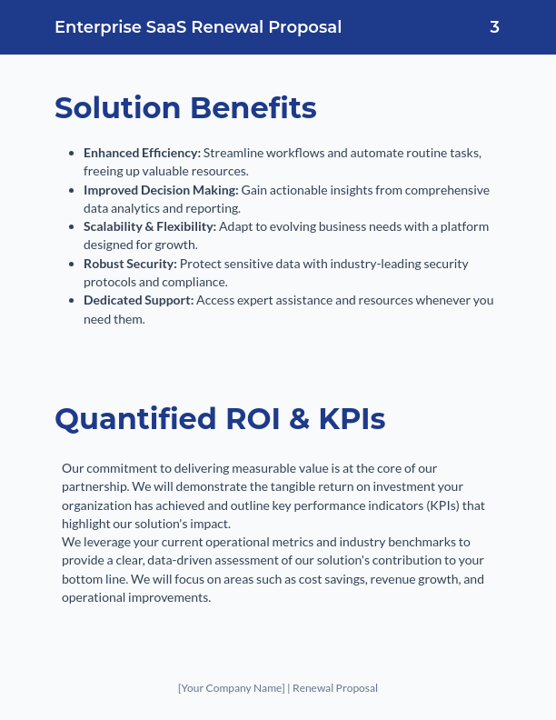 Enterprise SaaS Renewal Proposal - ROI Focus