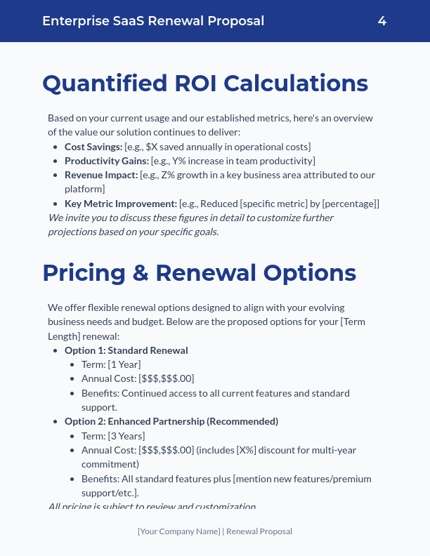 Enterprise SaaS Renewal Proposal - ROI Focus