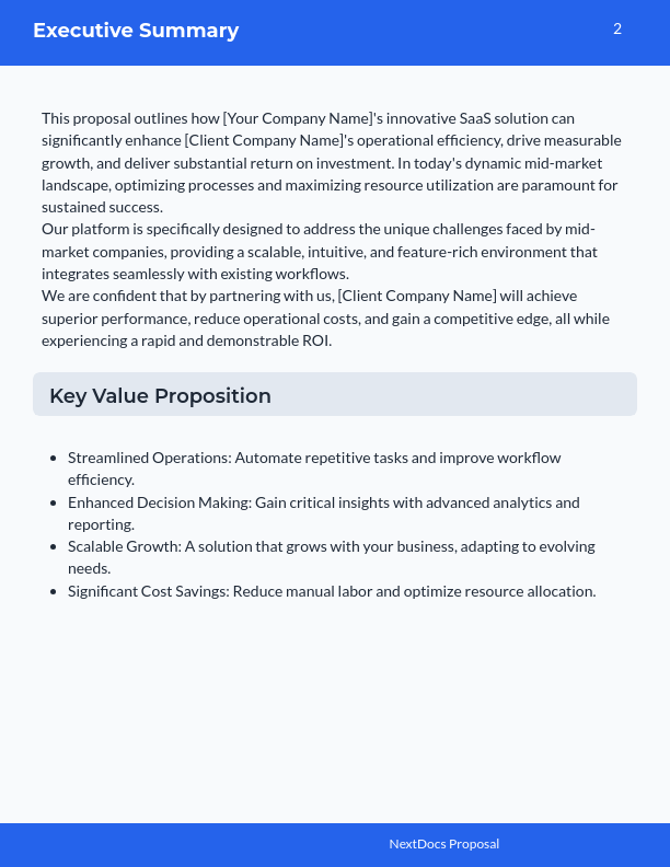Mid-Market SaaS Sales Proposal - ROI Focus