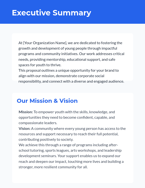 Brand Partnership Proposal for Youth Programs