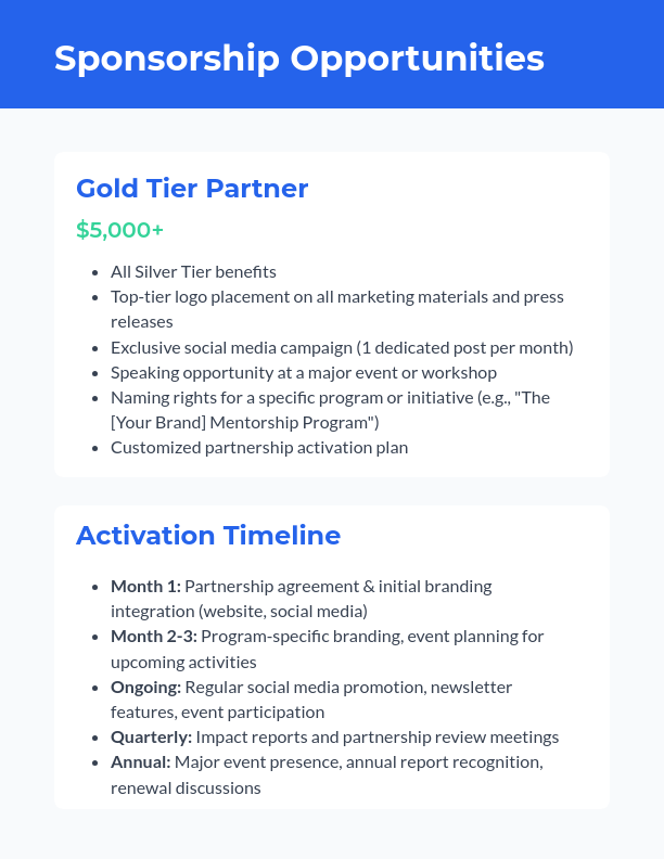 Brand Partnership Proposal for Youth Programs