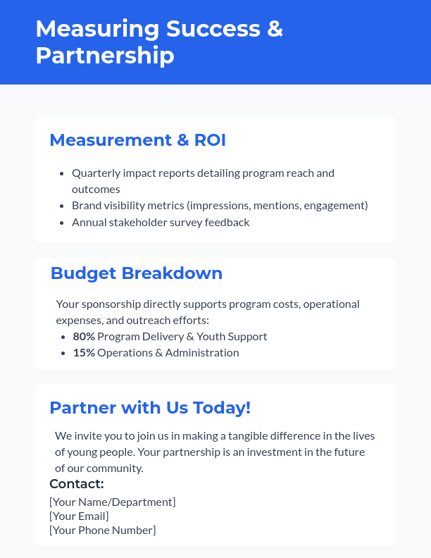 Brand Partnership Proposal for Youth Programs