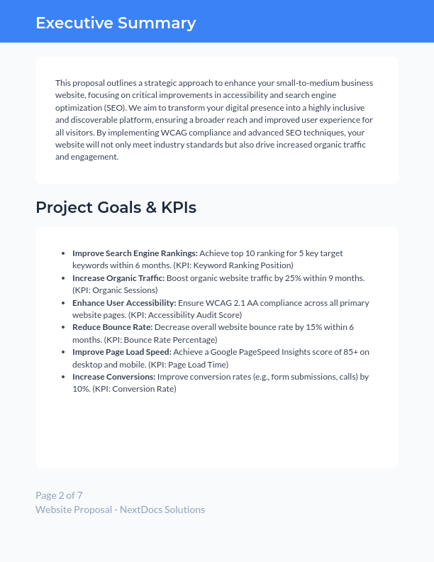 Accessibility & SEO Website Proposal for SMBs