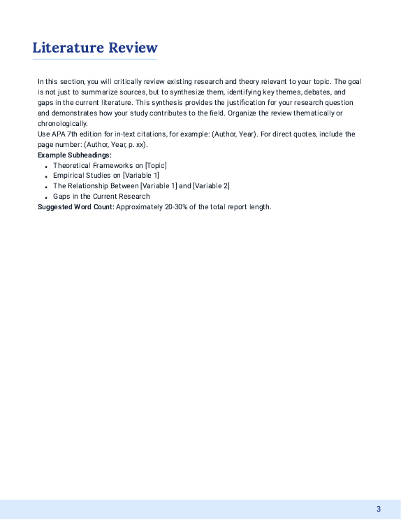 Undergraduate Academic Report: Methods Emphasis