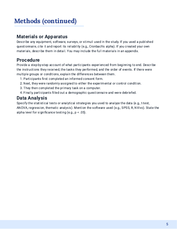 Undergraduate Academic Report: Methods Emphasis