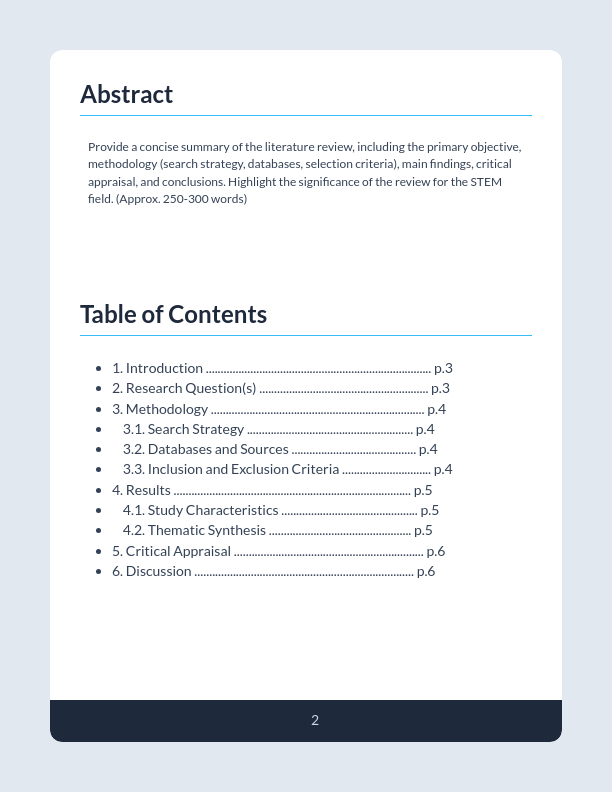 Empirical Literature Review for STEM Research