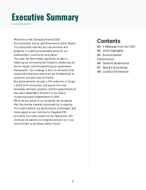 Annual ESG Report for Mid-Size Firms