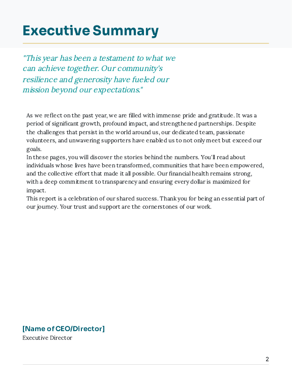 Annual Nonprofit Impact & Donor Report